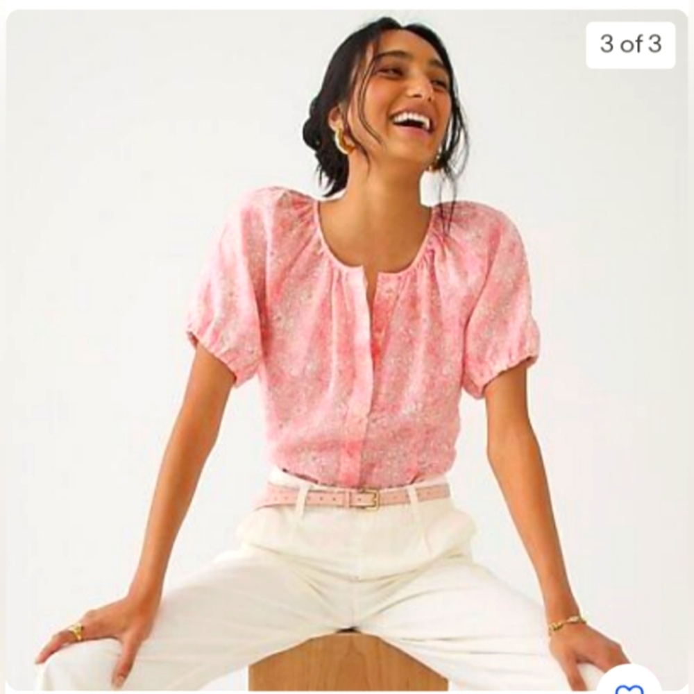J.CREW LINEN V-tieback BUTTON DOWN Blouse (18)